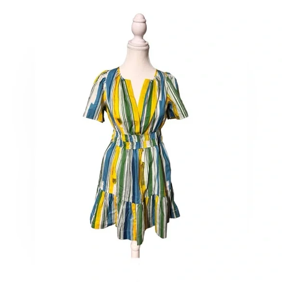 Dresses | Nwt Anthropologie Green Yellow White Dress Size Xs | Poshmark